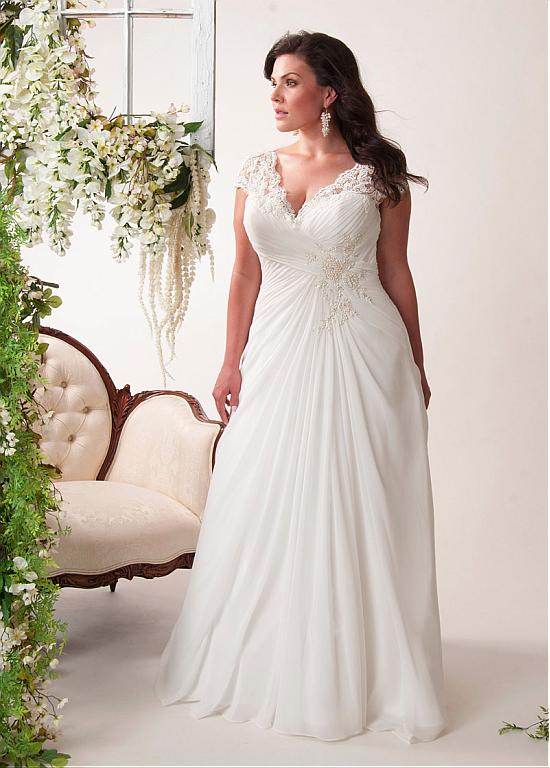 Elegant Applique Chiffon Plus Size Wedding Dress