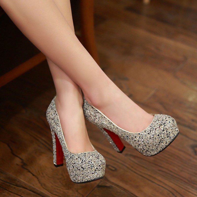 High Heels Glitter Wedding Shoes
