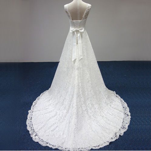 Cap Sleeve Lace Sashes A Line Wedding Dress