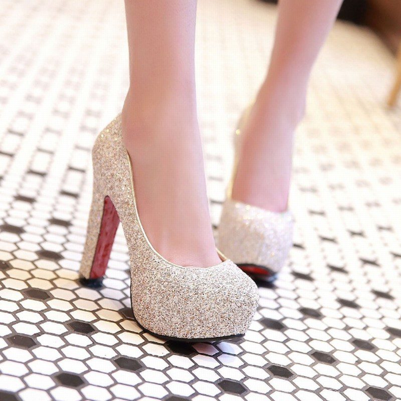High Heels Glitter Wedding Shoes