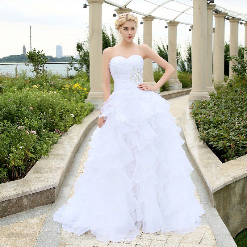 Corset Organza Beaded Ruffled Plus Size Wedding Dress
