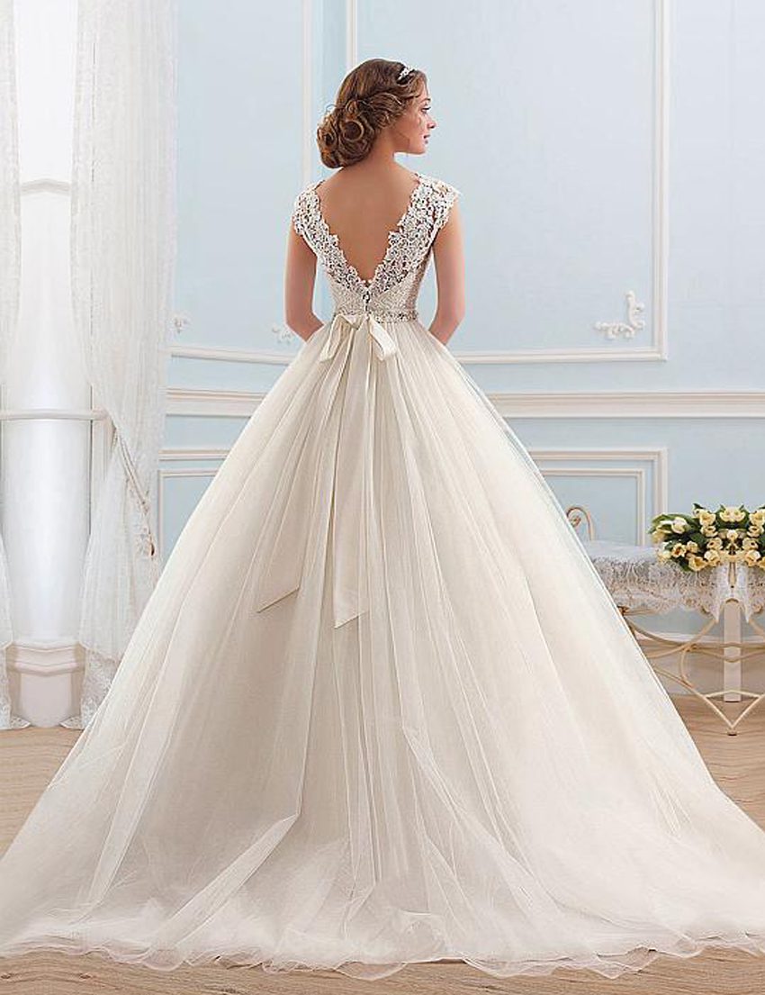 Lace Tulle Princess Tube Beading Wedding Gown