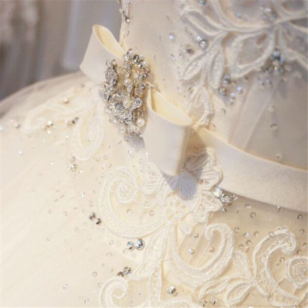 Chapel Train Beading Organza Lace Floor-Length Ball Gown Wedding Dress