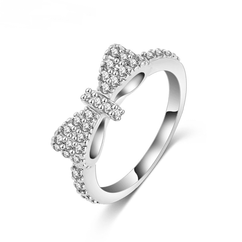 Lovely Bow Rose Gold Plated Cubic Zirconia Romantic Ring