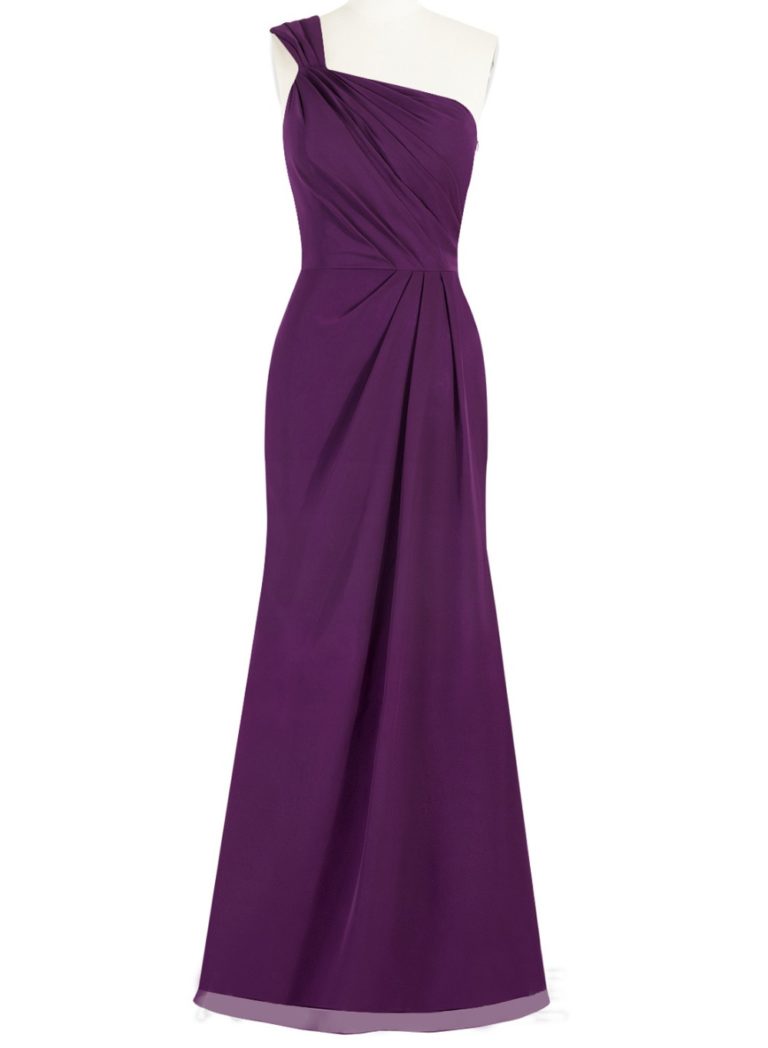 Sleeveless One Shoulder Floor Length Pleat Elegant Bridesmaid Dress ...