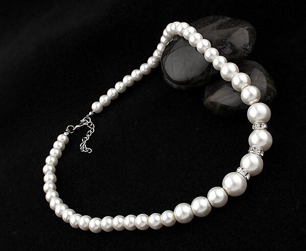 Classic Pearl Silver Plated Clear Crystal Elegant Jewelry Set