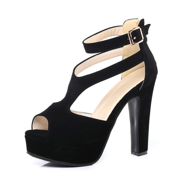 Square High Heel Peep Toe PU Leather Zipper Woman Wedding Shoes - My ...