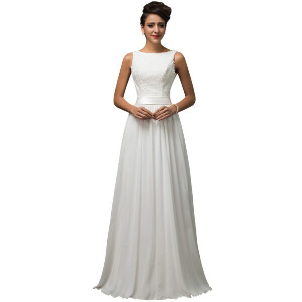 Elegant White Beach Chiffon Wedding Dress