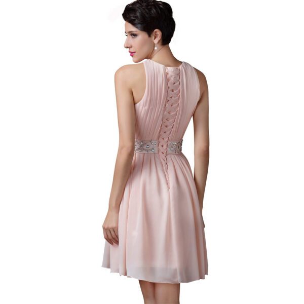 Sleeveless Knee Length Light Pink Short Bridesmaid Dress