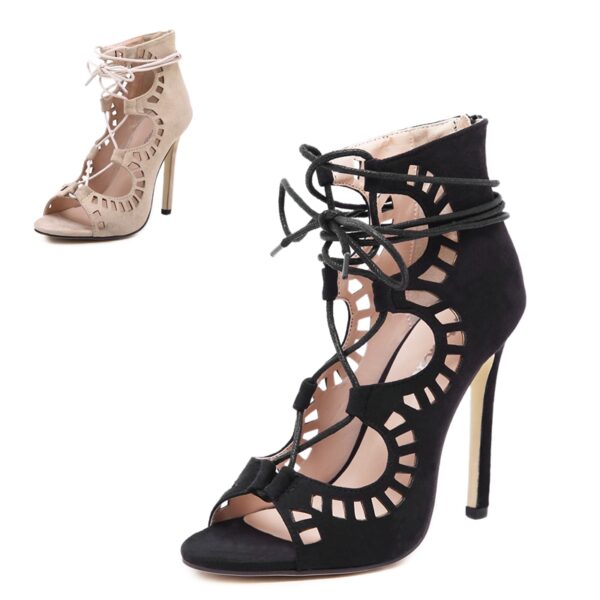 Pointed Toe Lace UP Heels Gladiator Wedding Shoes