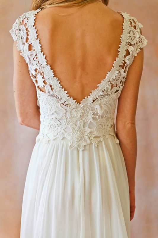 Elegant A line Cap Sleeve Lace Backless Boho Wedding Dress - My Wedding ...