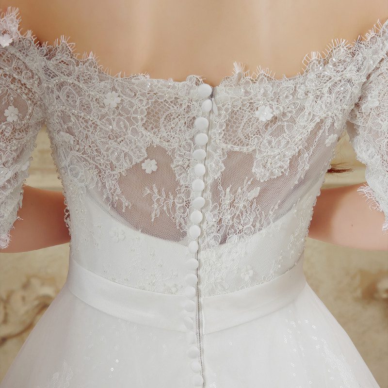 Off Shoulder White Lace Wedding Dress