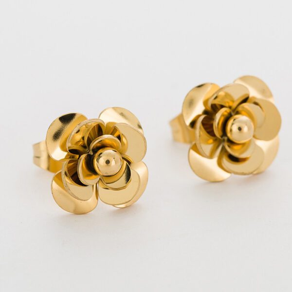 Stainless Steel Rose Gold Flower Stud Earrings