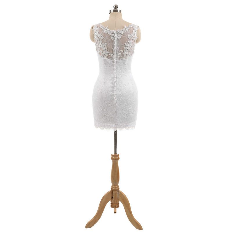 Sleeveless Sweetheart Lace Body Detachable Train Wedding Dress - My ...