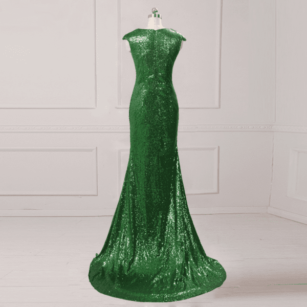 Green Long Sequined Mermaid Evening Bridesmaid Dress With Slit