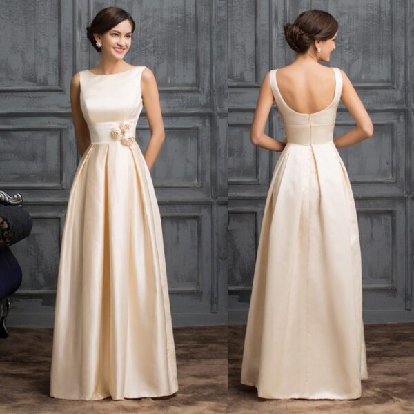 Elegant Sleeveless Long Satin Bridesmaid Dress