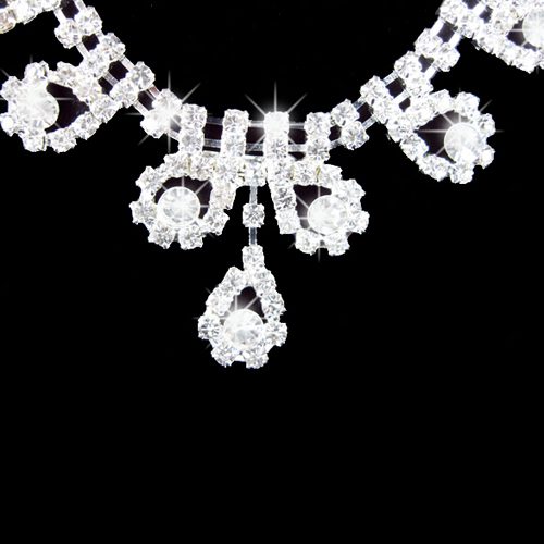 Romantic Rhinestone Wedding Party Pendant Necklace Teardrop Earrings Jewelry Set