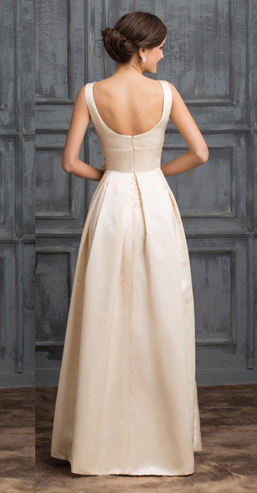 Elegant Sleeveless Long Satin Bridesmaid Dress