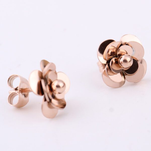 Stainless Steel Rose Gold Flower Stud Earrings