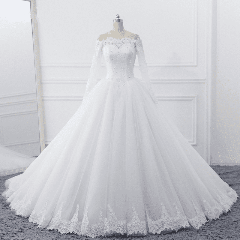 Vintage Long Sleeves Off Shoulder Princess Lace Wedding Dress - My ...