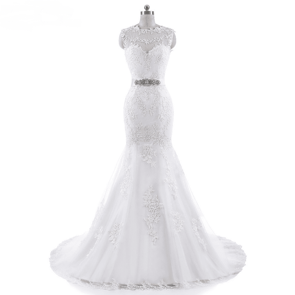 Elegant Lace Body Sleeveless Mermaid Wedding Dress