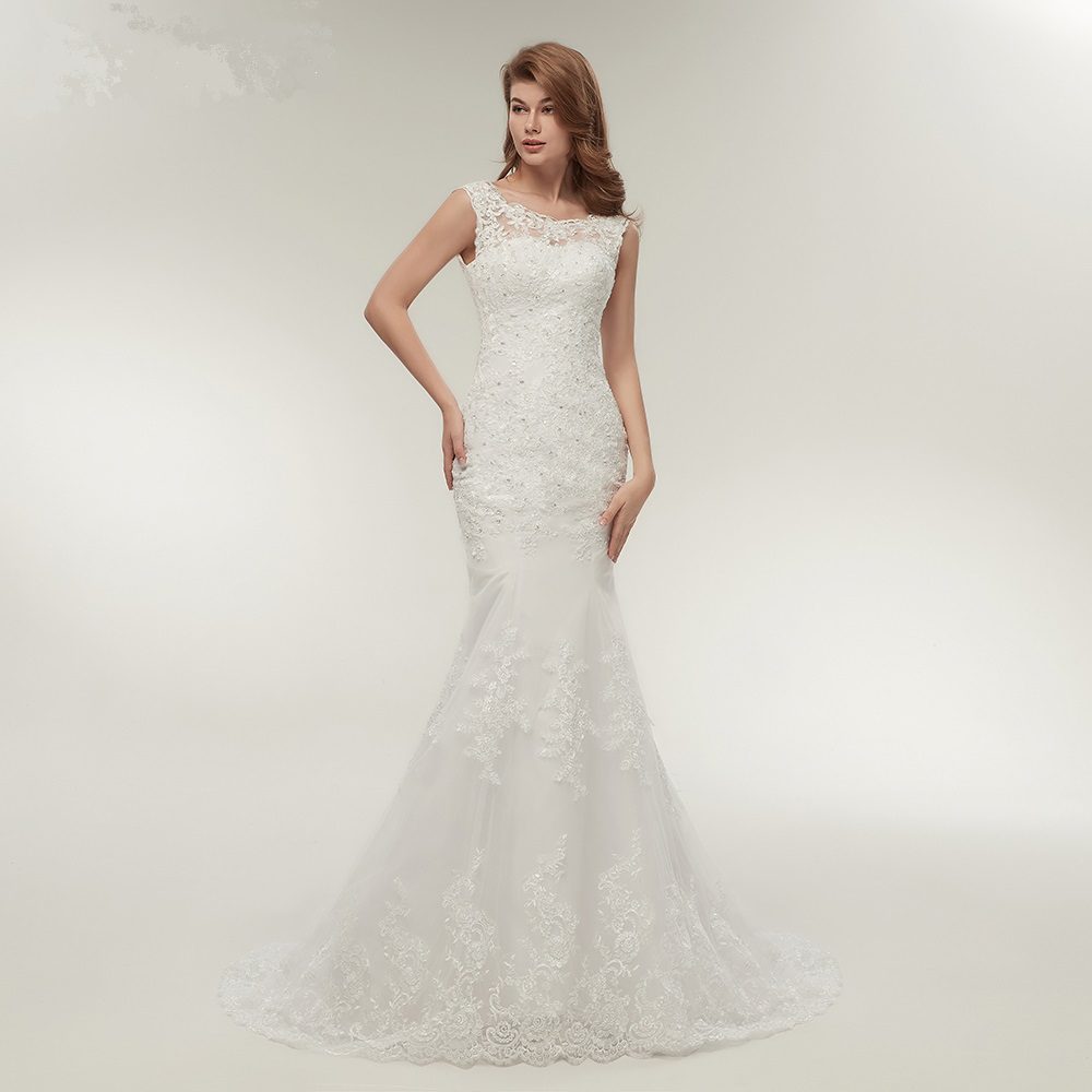O-Neck Sleeveless Lace Mermaid Wedding Dress