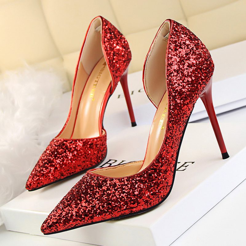 Sequined Wedding Party Shoes High Heels