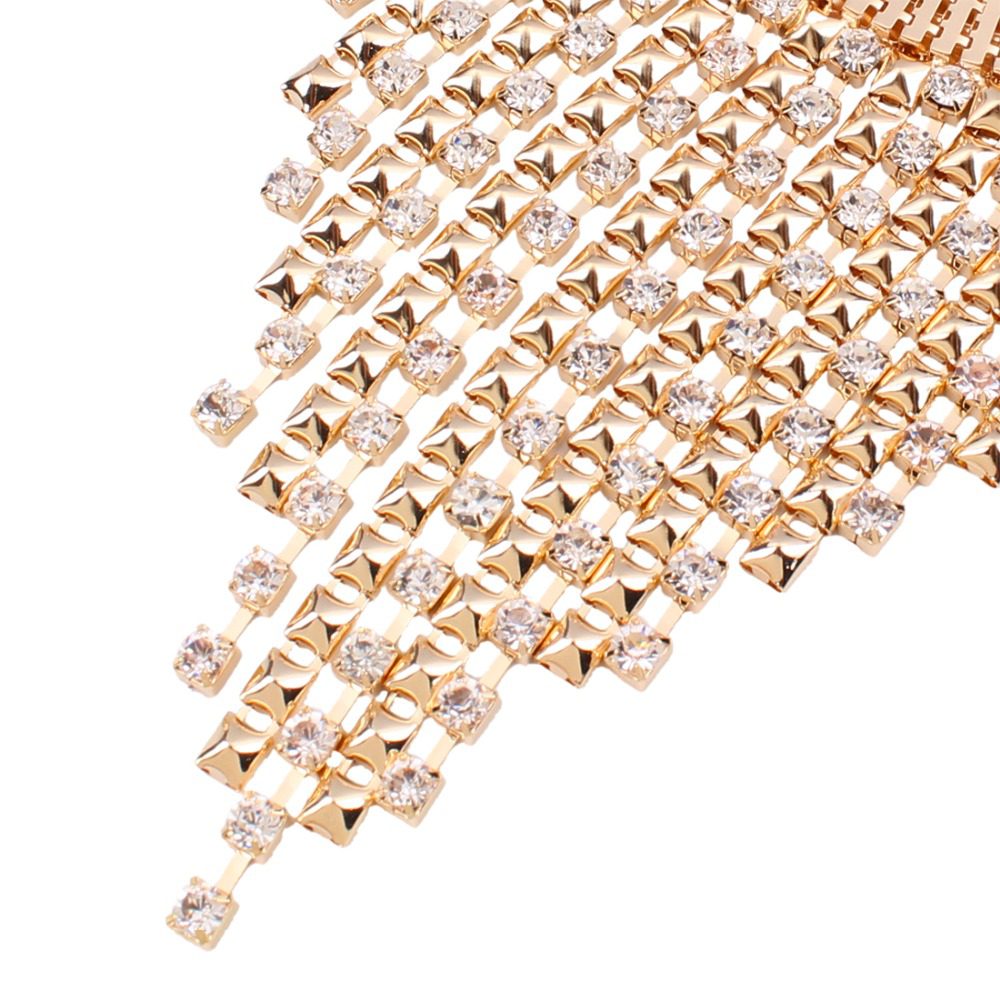Austrian Crystal Pendant Necklace Long Earrings Gold Wedding Jewelry Set