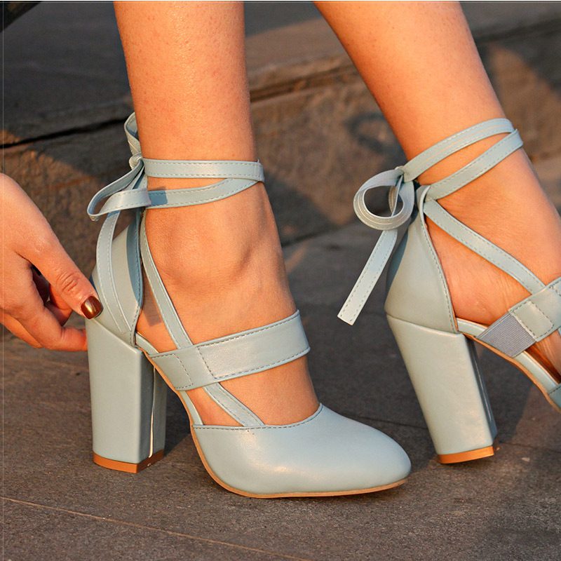 Ankle Strap Women Gladiator Heeled Sandals 8.5CM Wedding Shoes