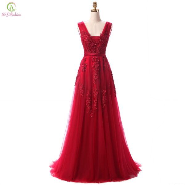 Lace Beading Sexy Backless Long Evening Dress