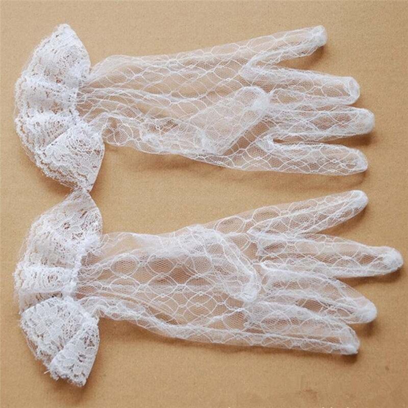 Short Design Lace Gauze Transparent Wedding Gloves