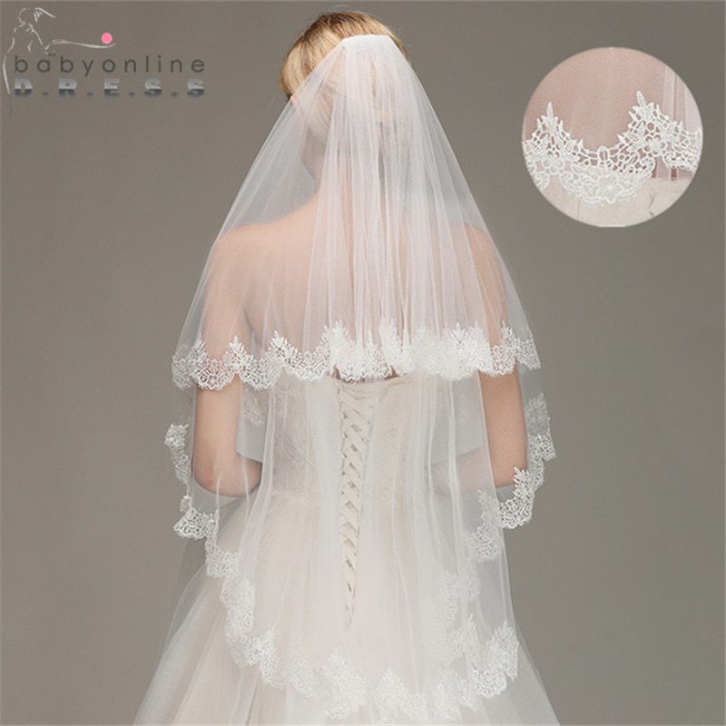 Lace Edge Short Wedding Veil with Comb