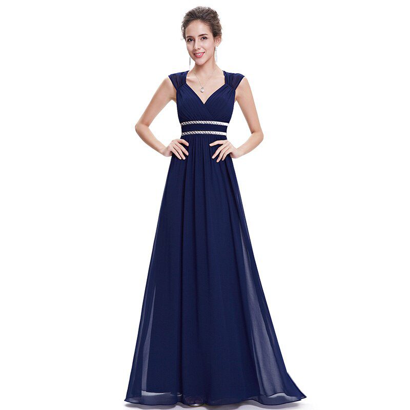 Elegant V-Neck Long Evening Dress