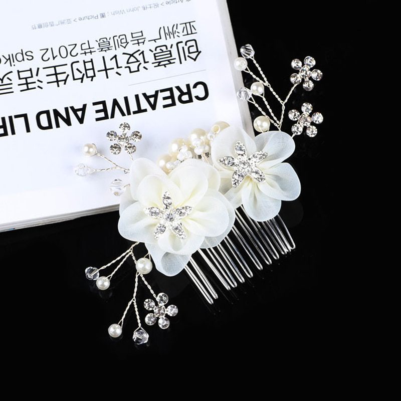 Western Wedding Fashion Headdress For Bride Handmade Wedding Crown Floral Pearl Hair Accessories Hair Ornaments