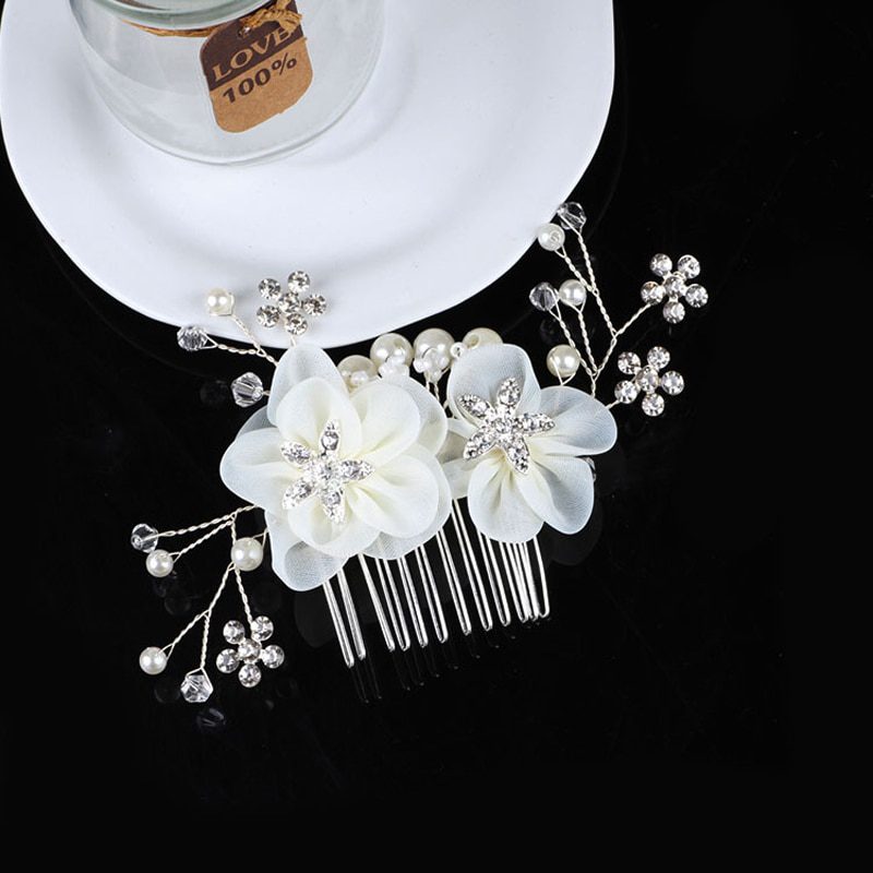 Western Wedding Fashion Headdress For Bride Handmade Wedding Crown Floral Pearl Hair Accessories Hair Ornaments