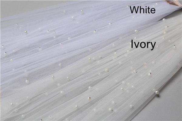 Pearl Veil White/Ivory Bridal Veil With Comb One Layer Cathedral Royal Pearl Wedding Veil Veu de Noi EE708