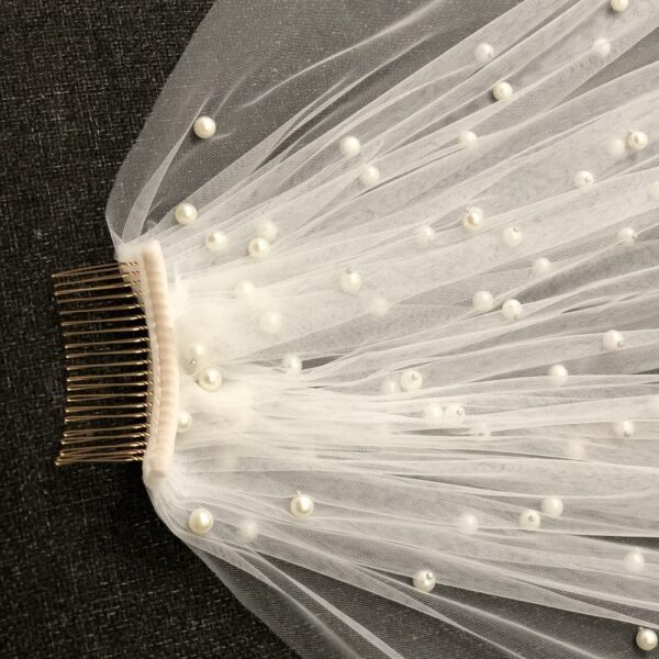 Pearl White/Ivory One Layer Cathedral Bridal Veil With Comb
