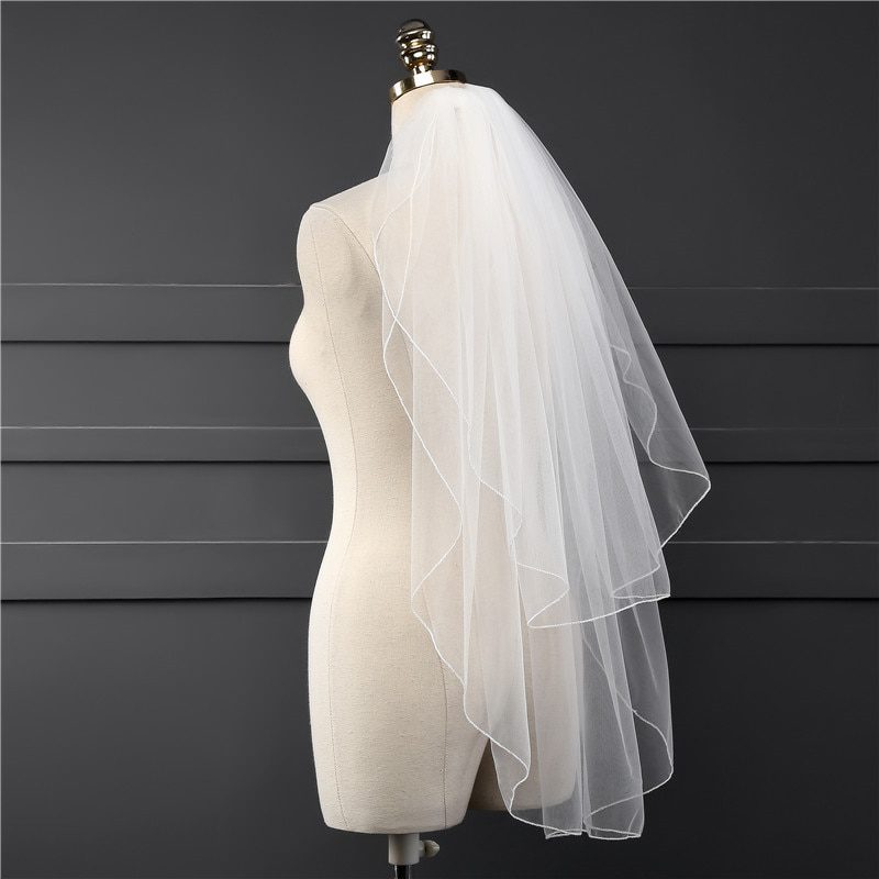 Two Layer Veil With Comb Wedding Vail Solid Color Soft Tulle Veil Short White Ivory Woman Bridal Veils 2019 veu de noiva curto