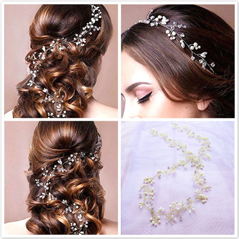 Crystal Pearl Hair Belt Wedding Bridal Hair Ornaments