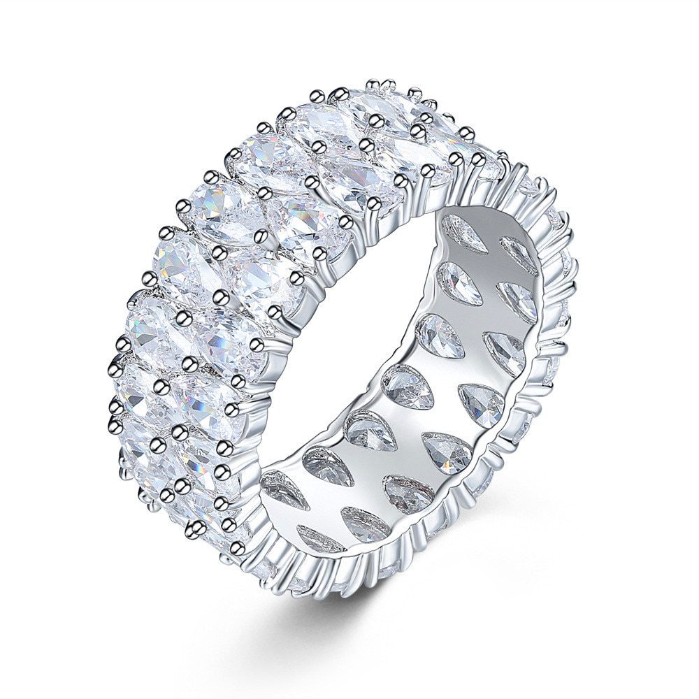 Boho Female Big Crystal Zircon Stone Ring Luxury Fashion Silver Color Love Engagement Ring Vintage Wedding Rings For Women