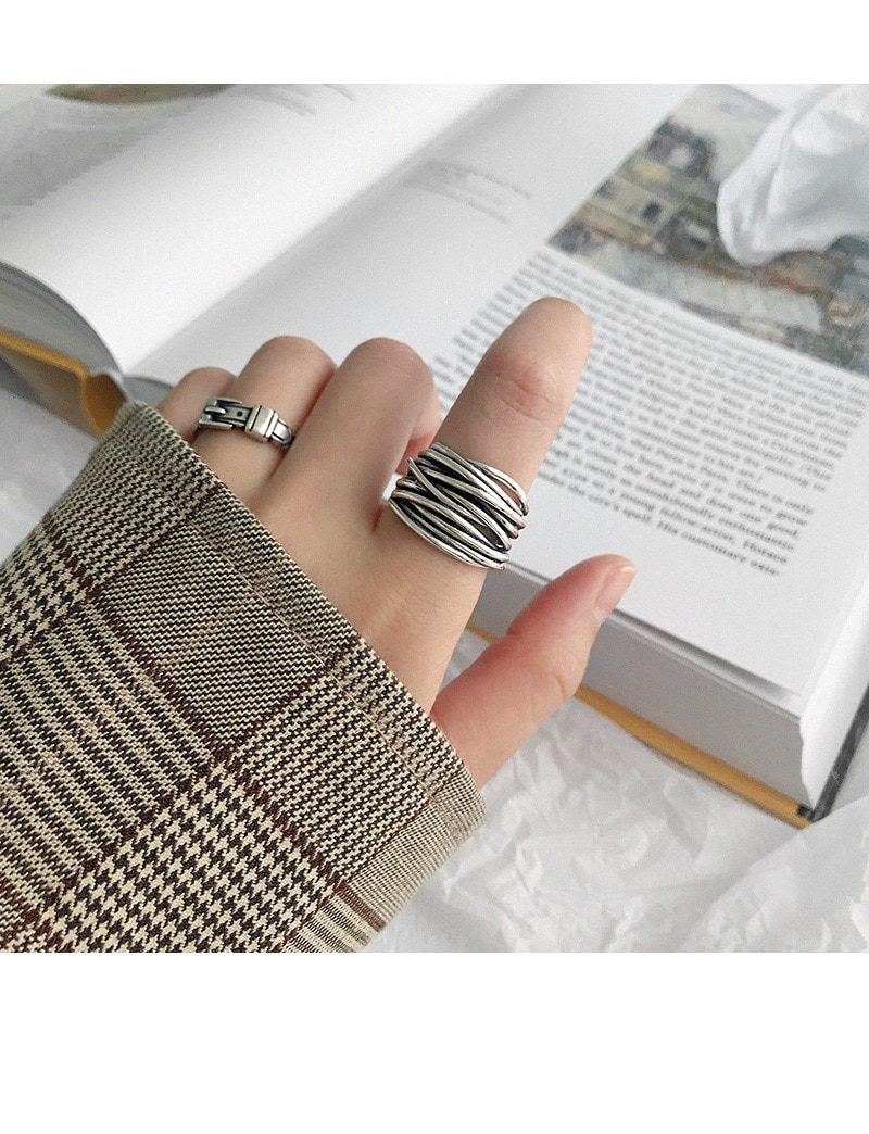 Bijoux 2020 Simple Style Silver Color Multilayer Line Rings For Women Gifts Large Chains Rings