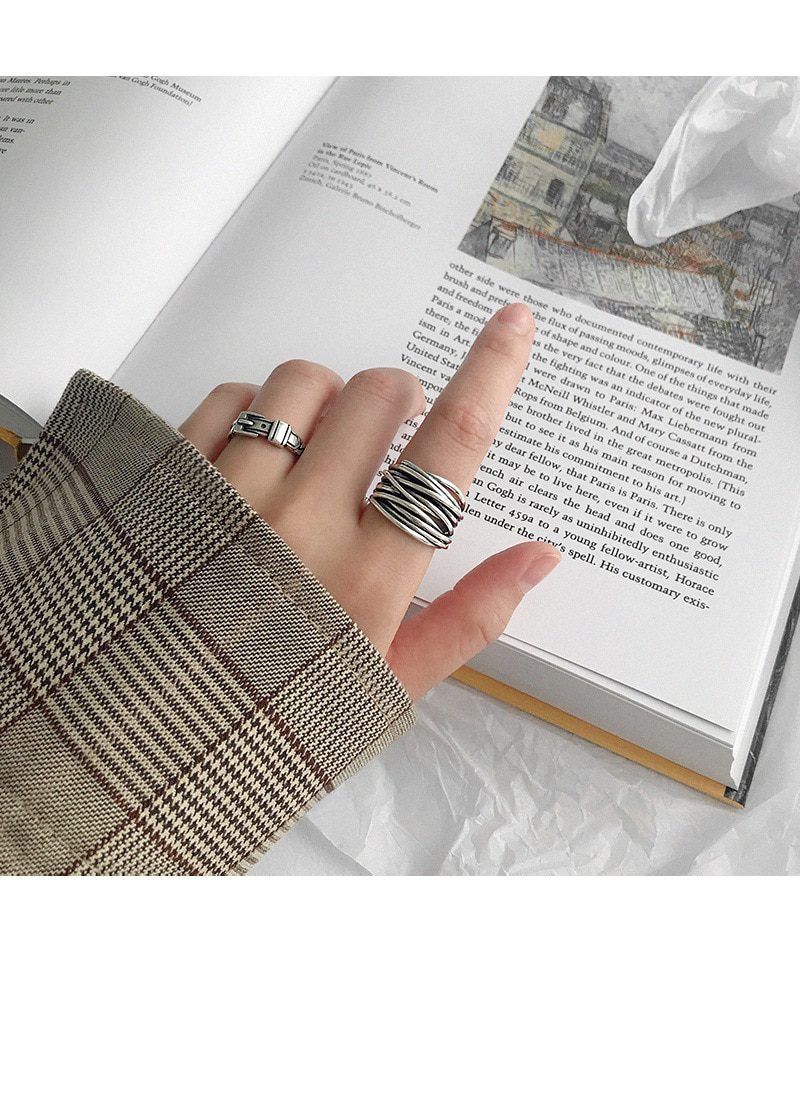 Bijoux 2020 Simple Style Silver Color Multilayer Line Rings For Women Gifts Large Chains Rings