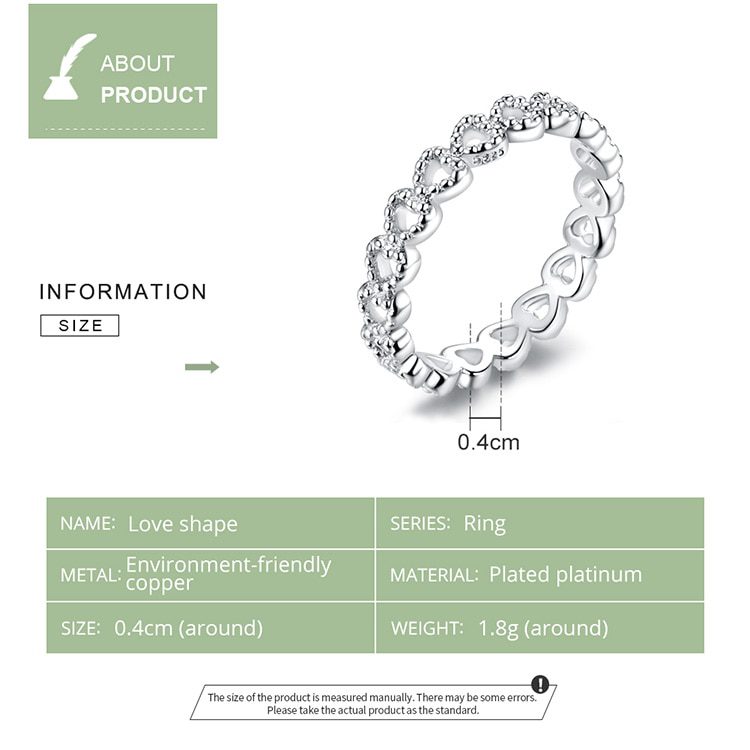 bamoer 8 STYLE BRAIDED PAVE LEAVES My Princess Queen Crown SILVER Color RING Twist Of Fate Stackable Ring PA7222