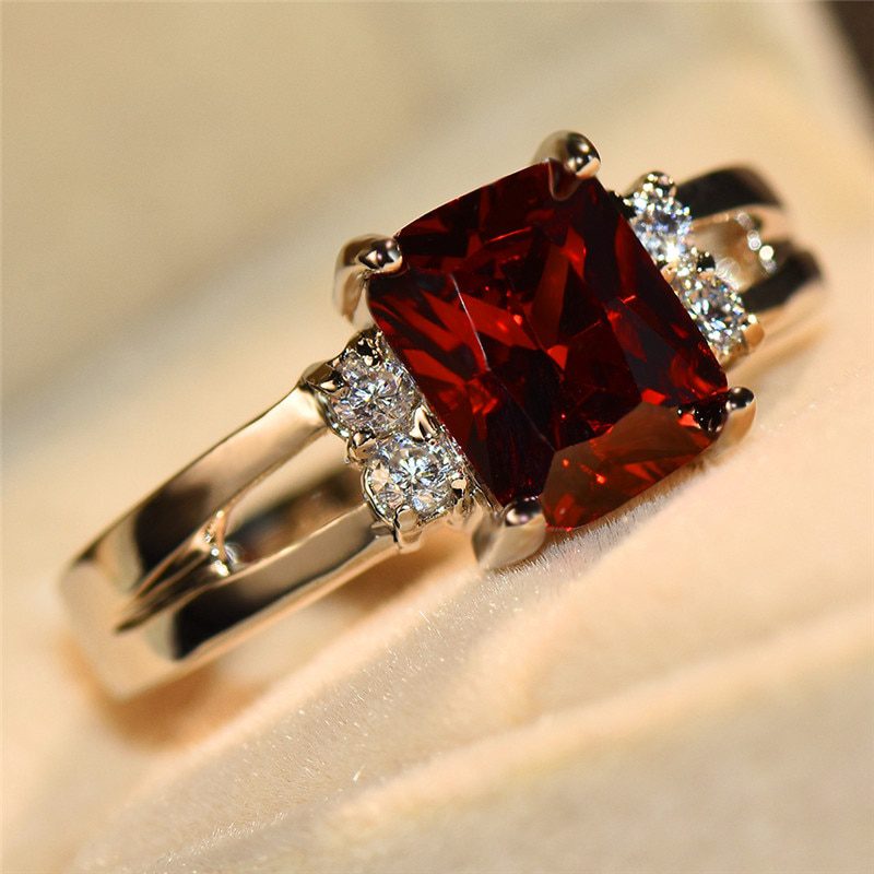 Pink Red Yellow Black Stone Ring Wedding Engagement Ring