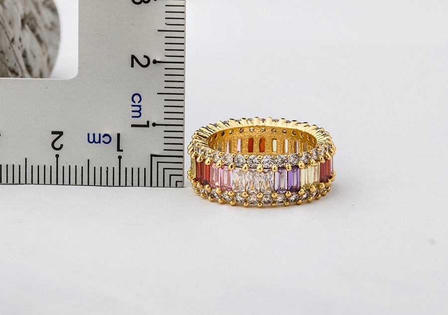 Top Quality Colorful Rainbow CZ Gold Ring For Women Girls Fashion Engagement Wedding Band Charm Party Jewelry 10 Styles Choice