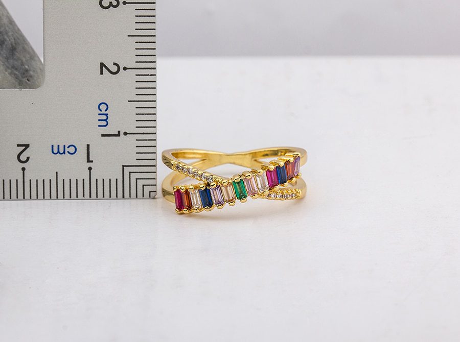 Top Quality Colorful Rainbow CZ Gold Ring For Women Girls Fashion Engagement Wedding Band Charm Party Jewelry 10 Styles Choice