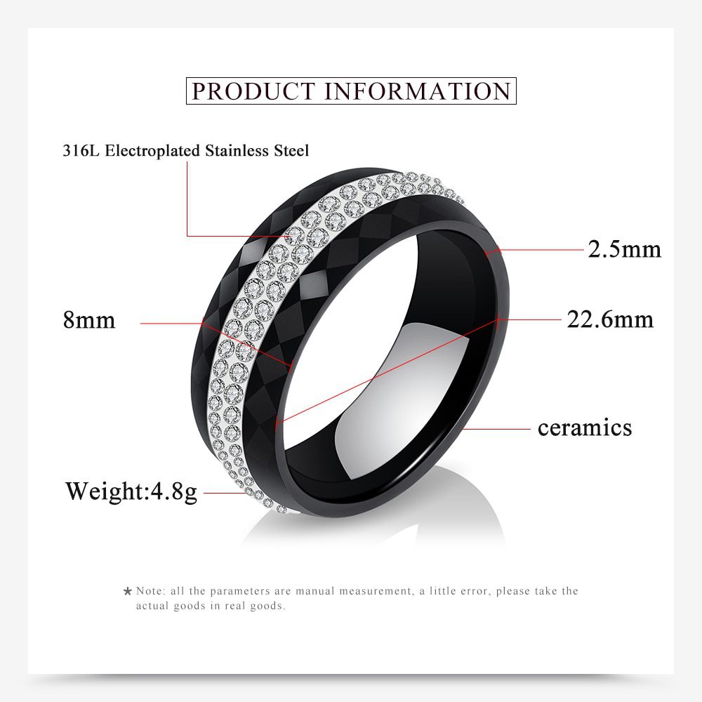 High Qulity Women Jewelry Ring Wholesale Black And White Simple Style Comly Crystal Ceramic Rings for Women