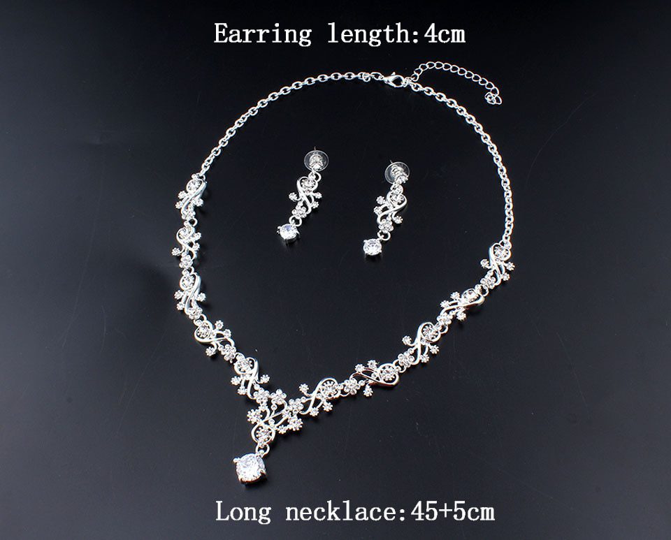 jiayijiaduo Classic women's wedding jewelry set Gold Silver Color fine necklace earrings accessory gift dropshipping 2019 new