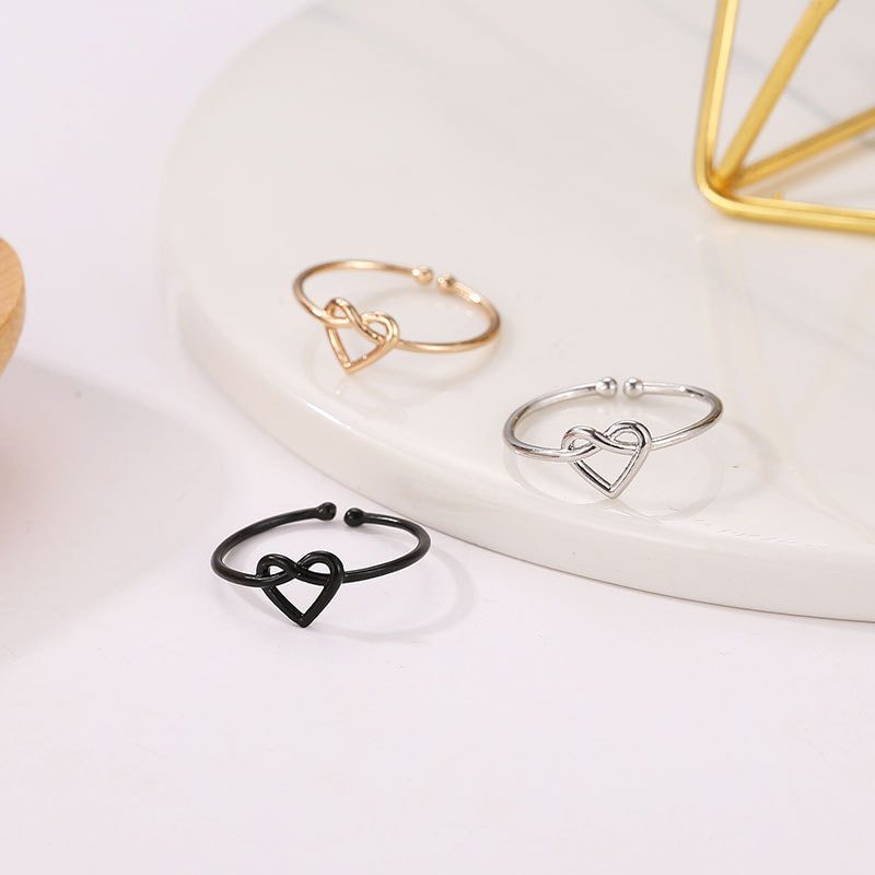 New Minimalist Adjustable Rings for Women Girl Rose Gold Silver Color Heart Shaped Wedding Ring Love Finger Ring For Best Friend