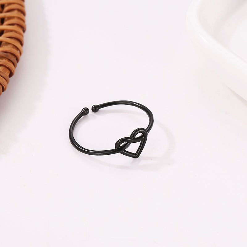 Rose Gold Silver Heart Shaped Minimalist Adjustable Wedding Ring